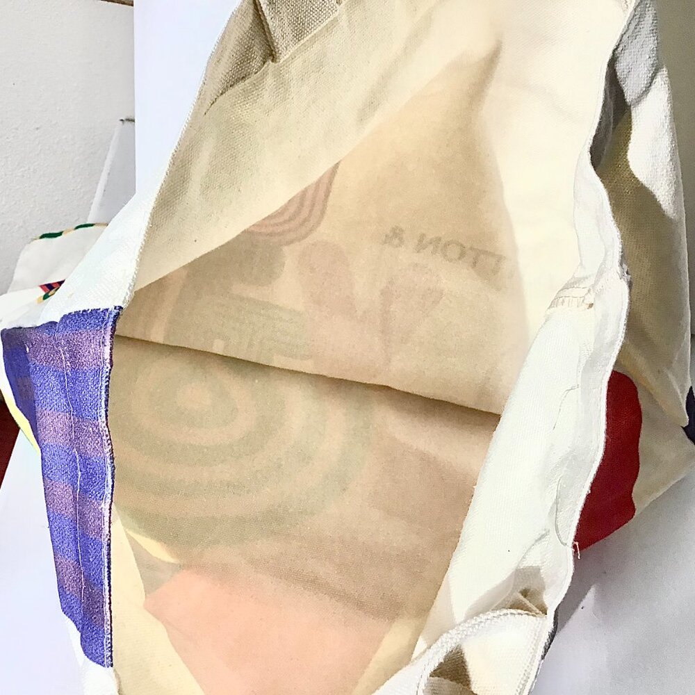 Louis Vuitton Cream Tote with Pink, Blue, Yellow and Green Graphic - Picture 2 of 6
